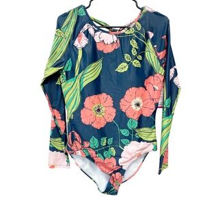 Berry Jane Seychelles Floral One-Piece UPF 50 Rash Guard Swimsuit Size XXL